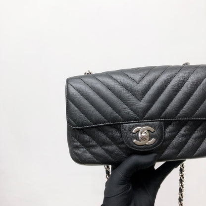 Mini Flap Bag Chevron Caviar Black