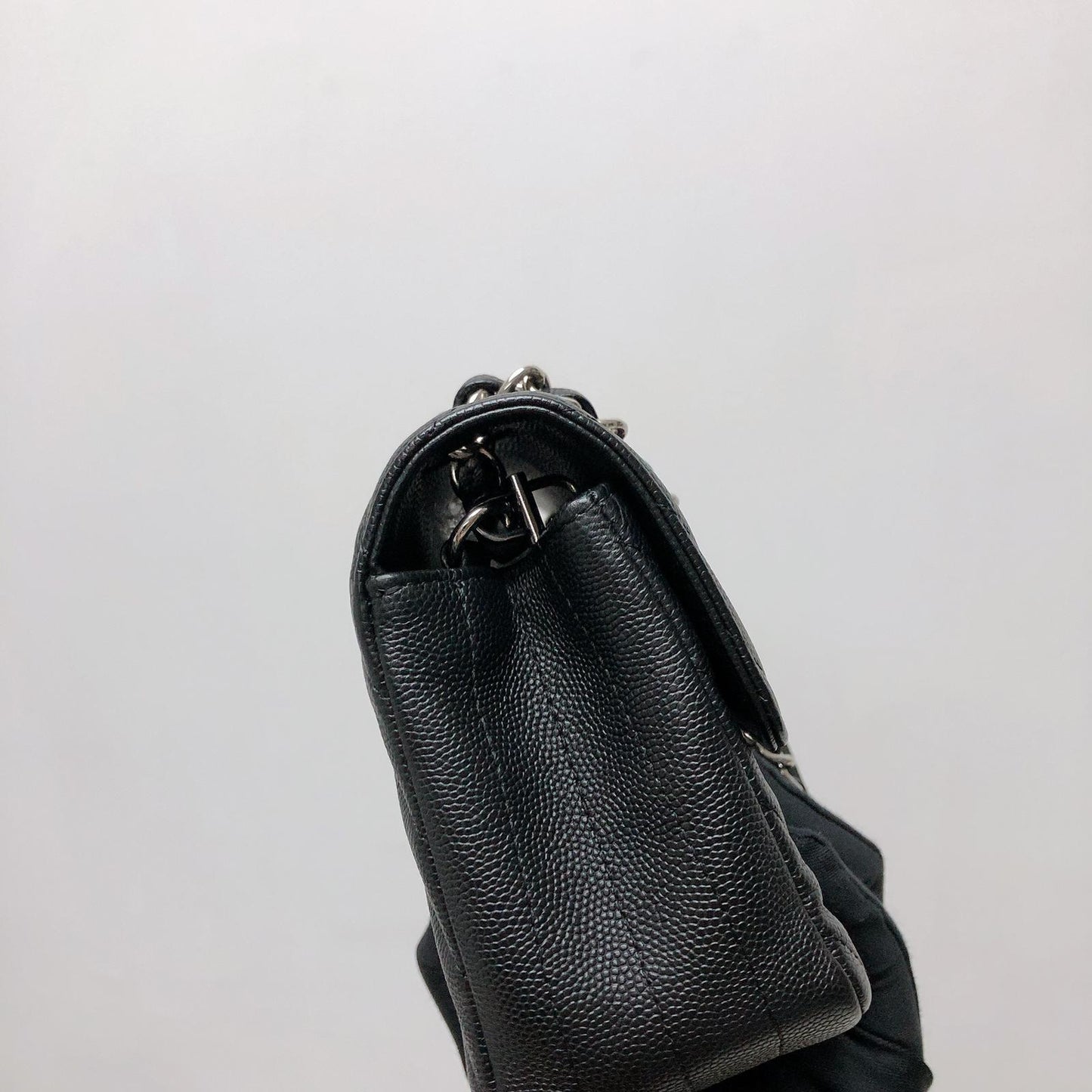 Mini Flap Bag Chevron Caviar Black