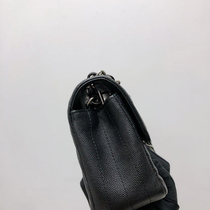 Mini Flap Bag Chevron Caviar Black