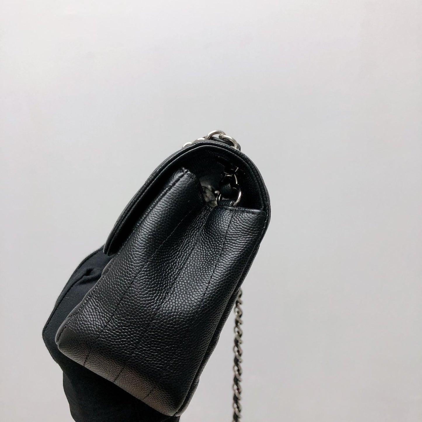 Mini Flap Bag Chevron Caviar Black