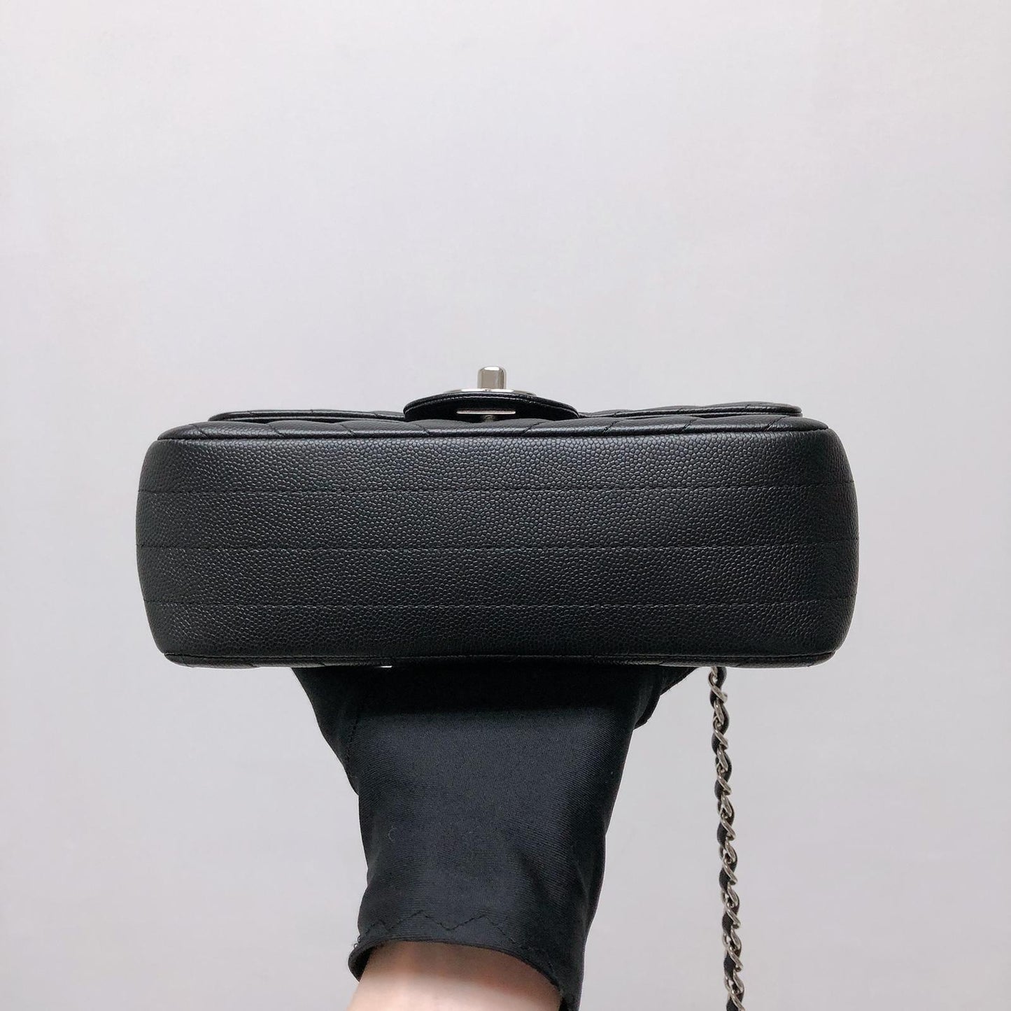 Mini Flap Bag Chevron Caviar Black