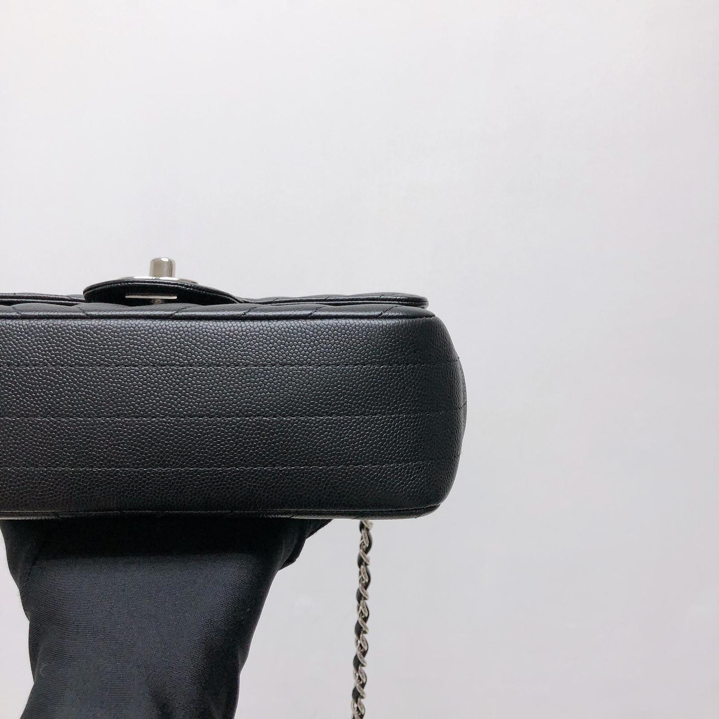 Mini Flap Bag Chevron Caviar Black