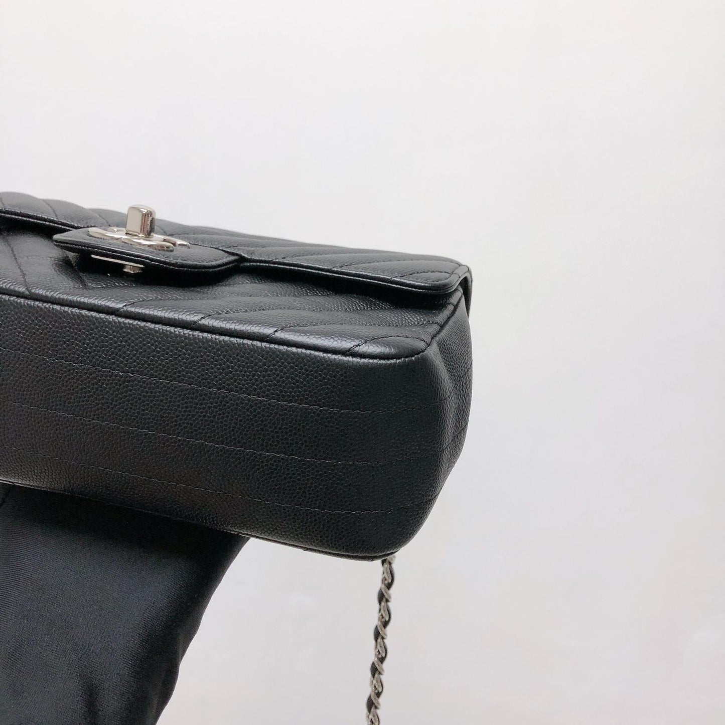 Mini Flap Bag Chevron Caviar Black