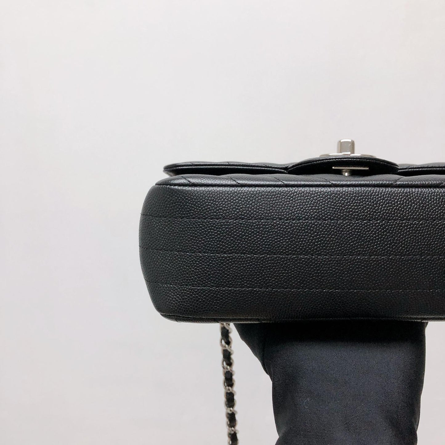 Mini Flap Bag Chevron Caviar Black