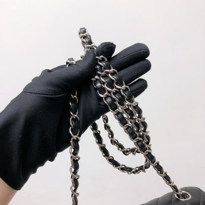 Mini Flap Bag Chevron Caviar Black