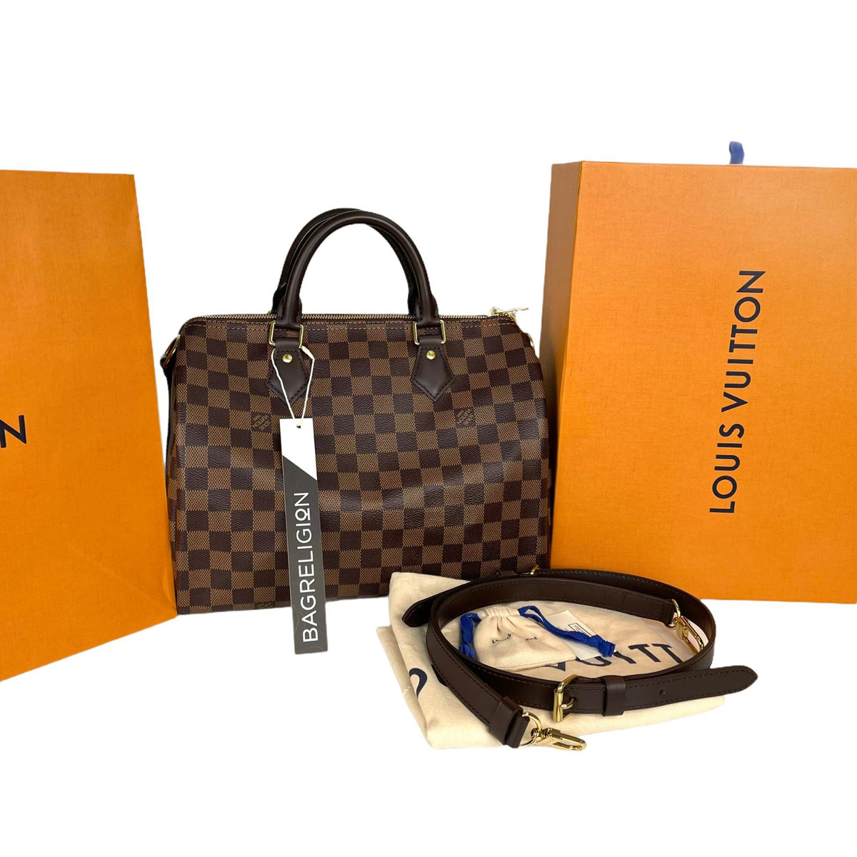 Louis-Vuitton Damier Ebene Speedy 30 Bandoulier Bag