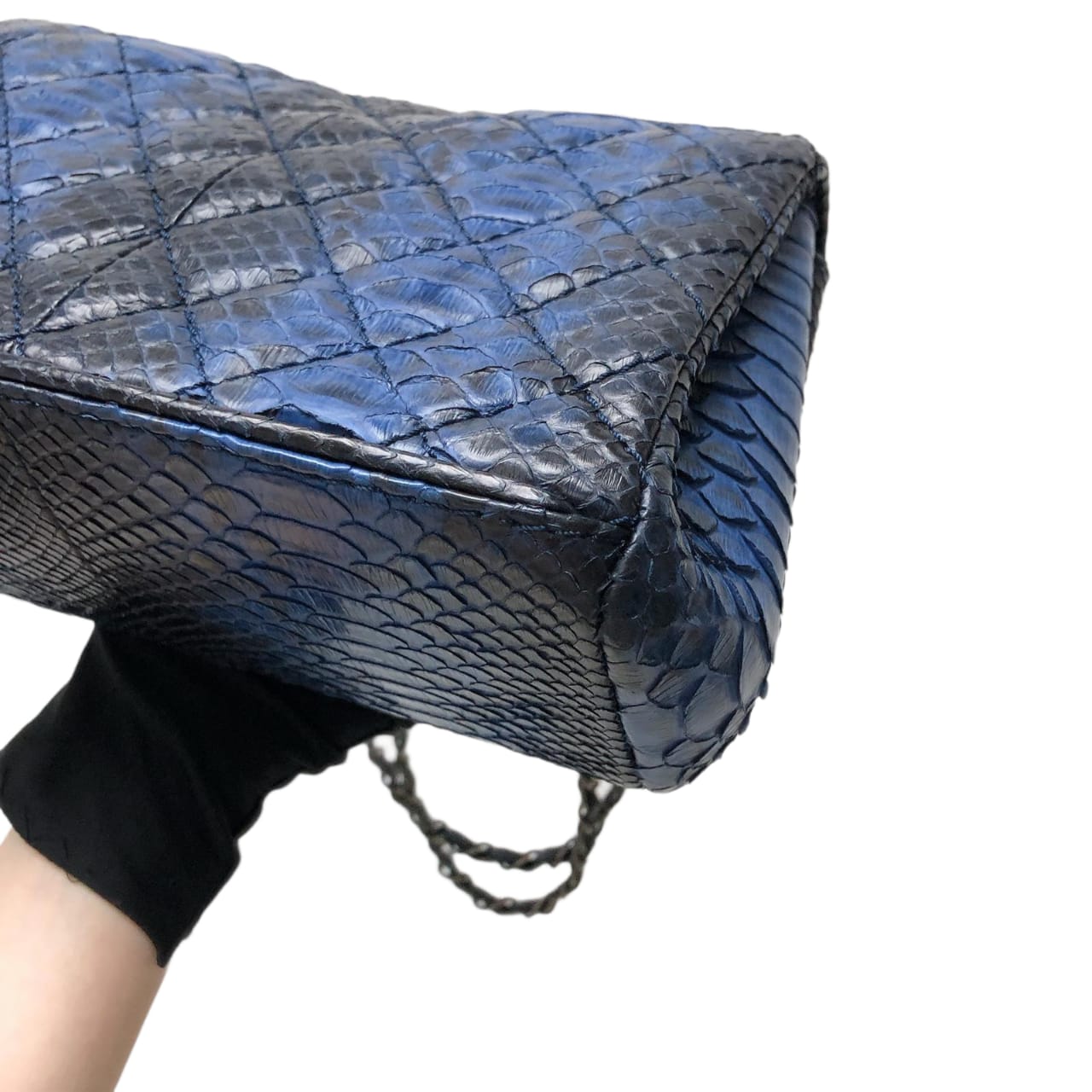 Medium Bag Python Leather Blue