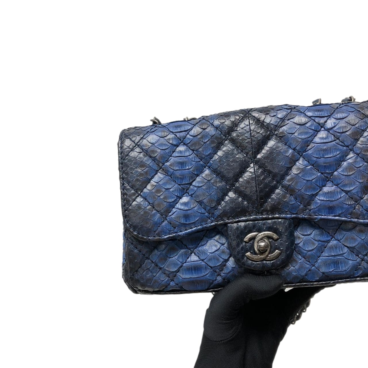 Medium Bag Python Leather Blue