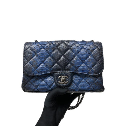 Medium Bag Python Leather Blue