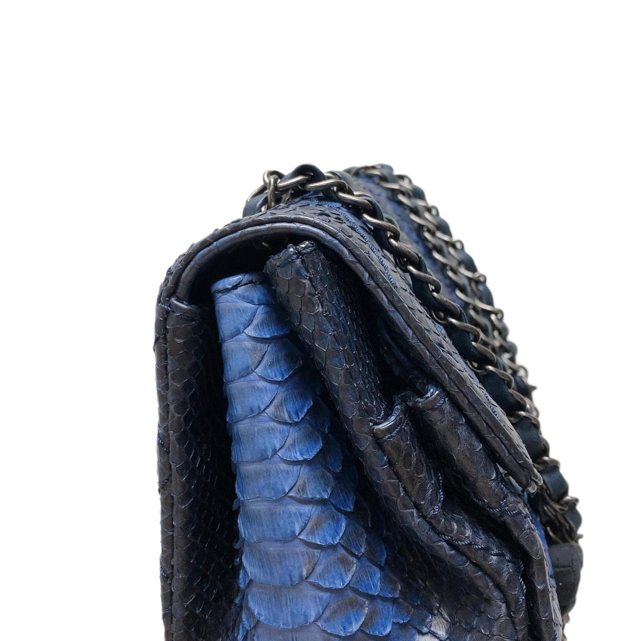 Medium Bag Python Leather Blue