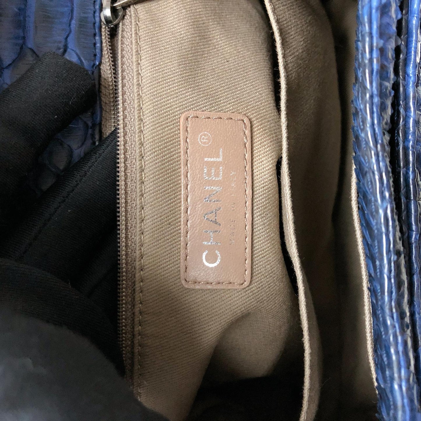 Medium Bag Python Leather Blue