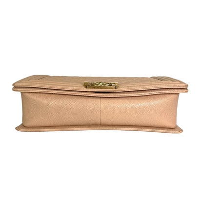 Quilted Caviar New Medium Boy Bag Beige