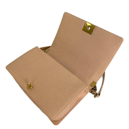 Quilted Caviar New Medium Boy Bag Beige