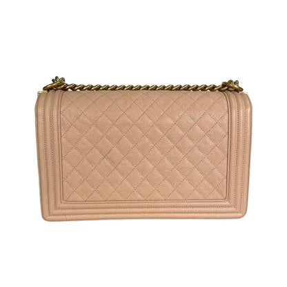 Quilted Caviar New Medium Boy Bag Beige