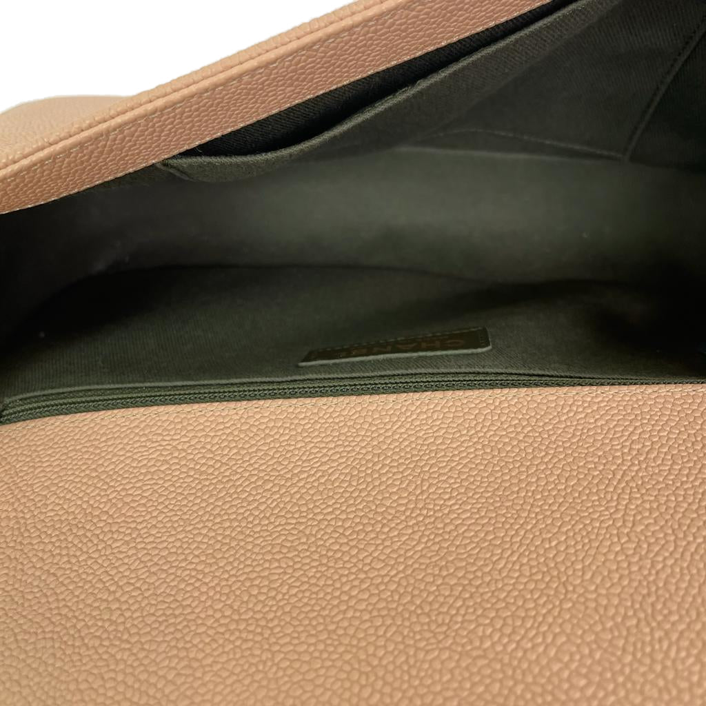 Quilted Caviar New Medium Boy Bag Beige