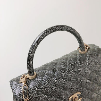 Medium Coco Handle Flap Caviar Grey GHW