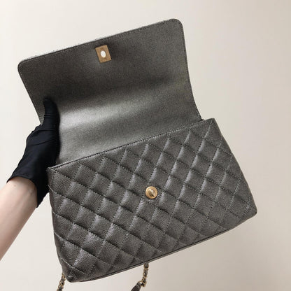 Medium Coco Handle Flap Caviar Grey GHW