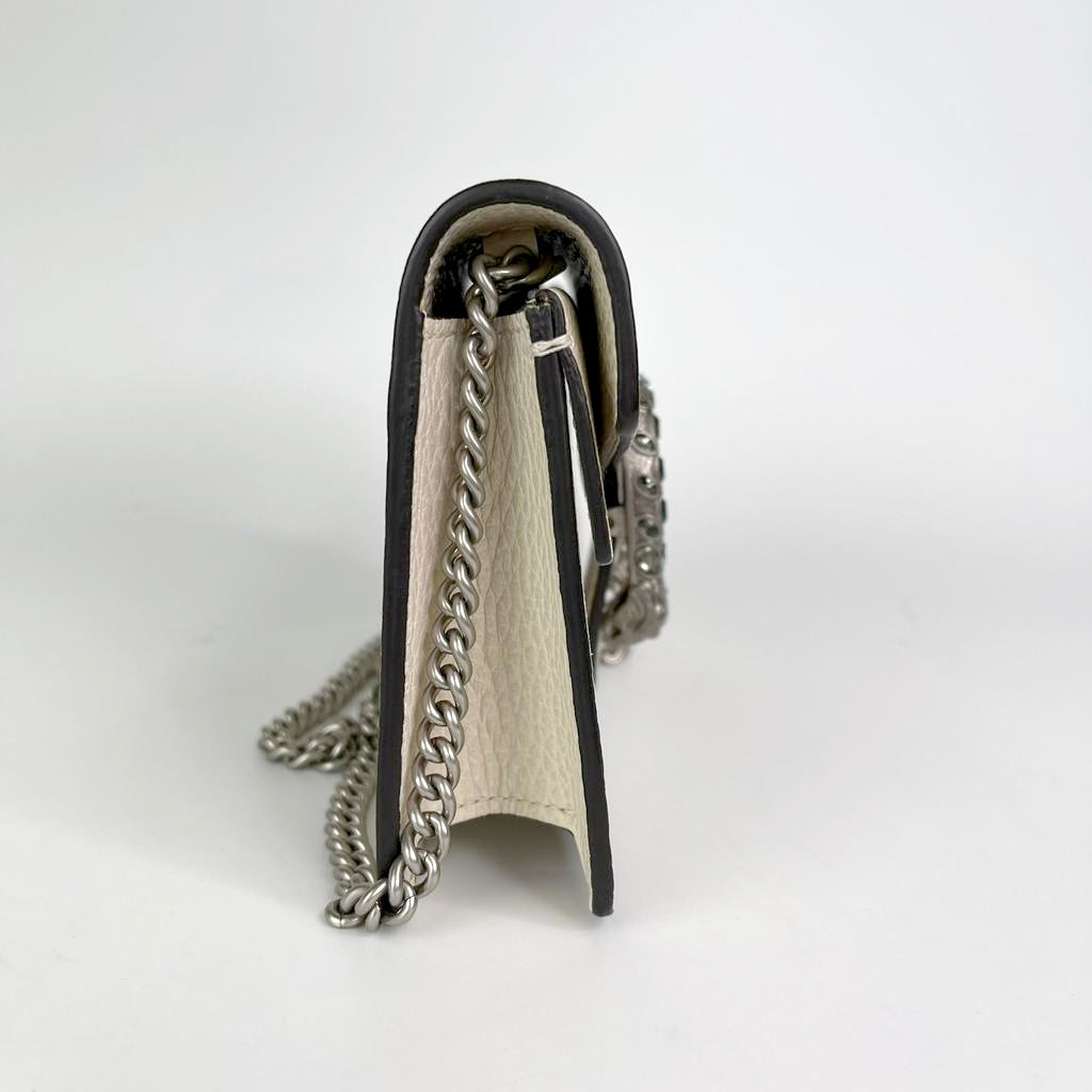 Gucci Super Mini Dionysus Leather Crossbody Bag in White with RHW