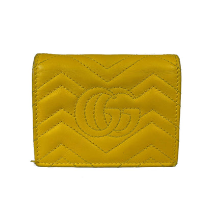 Gucci GG Marmont Card Case Wallet in Yellow with GHW
