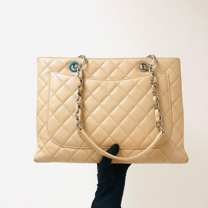 Grand Shopping Tote GST in Beige with SHW