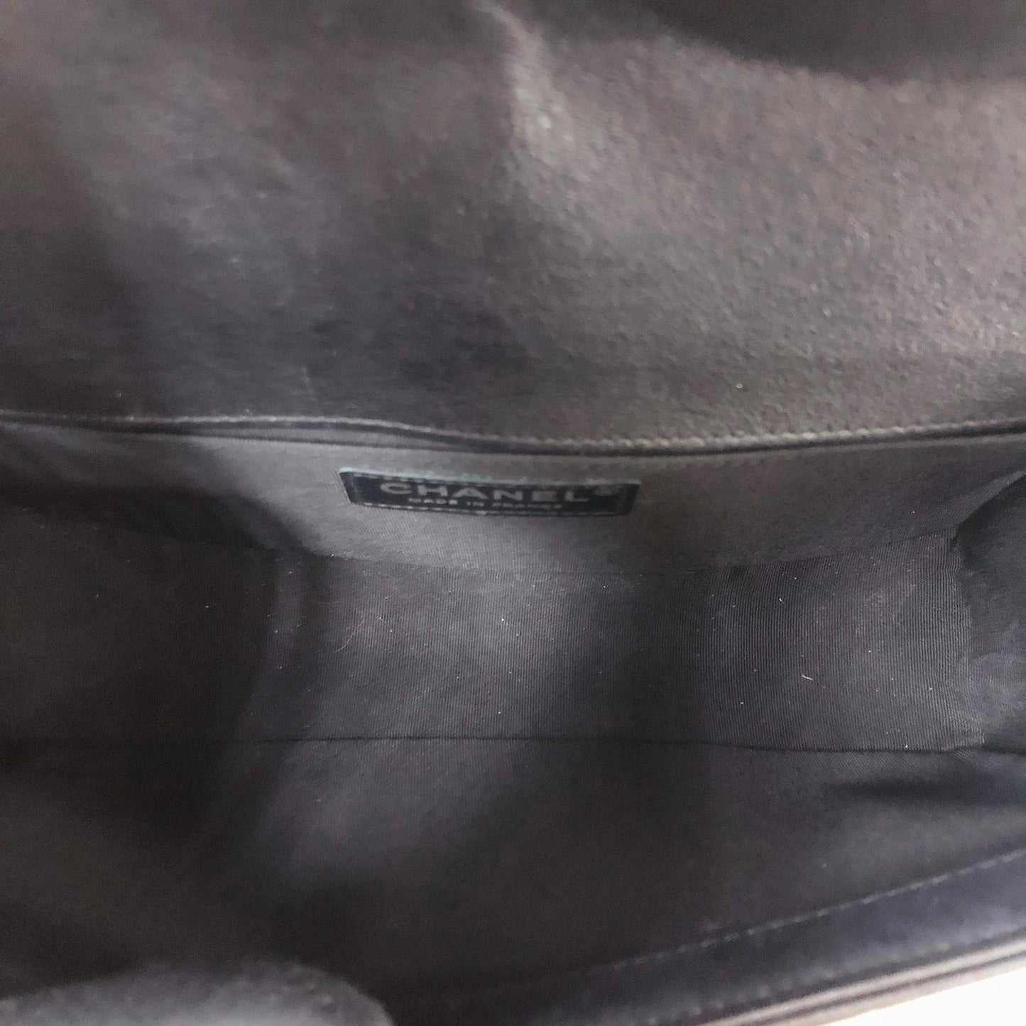 Chevron Caviar Old Medium Boy Bag in Black with SHW