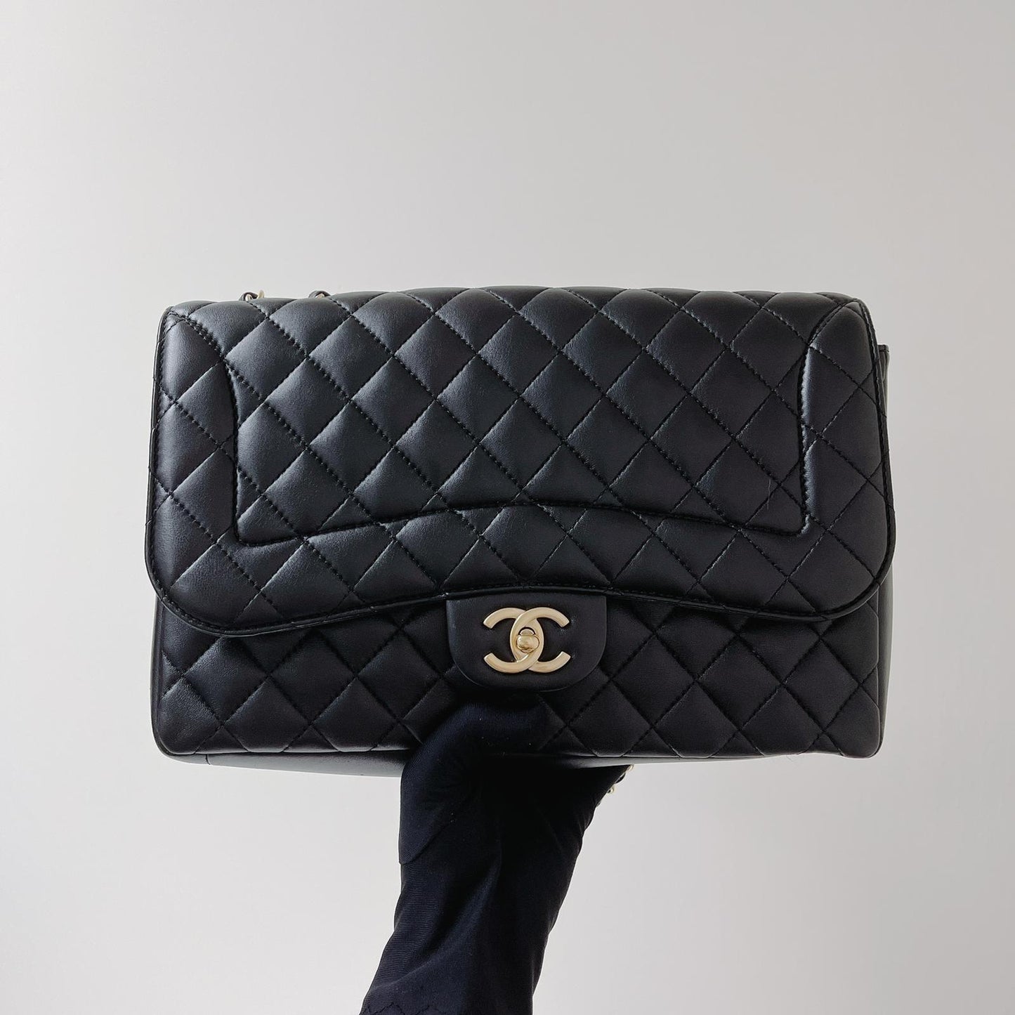 Mademoiselle Chic Single Flap Bag in Black with LGHW