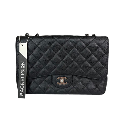 Classic Single Flap Jumbo in Black with SHW