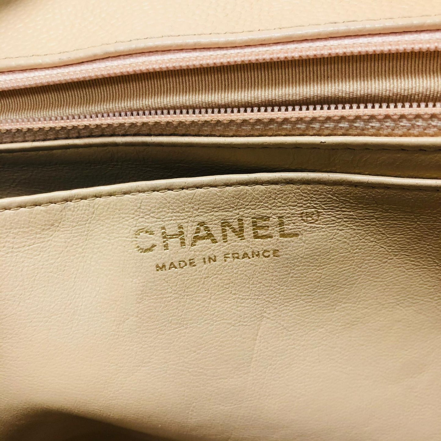 Jumbo Single Flap Caviar Leather Beige GHW