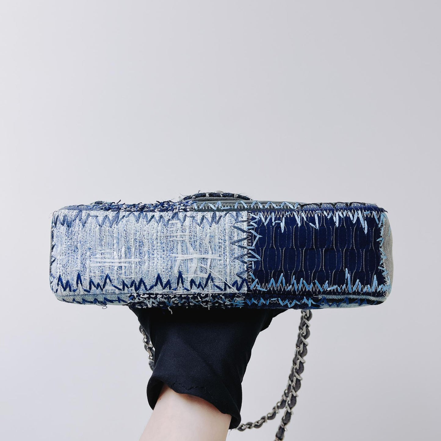 Denim Patchwork Medium Flap Blue