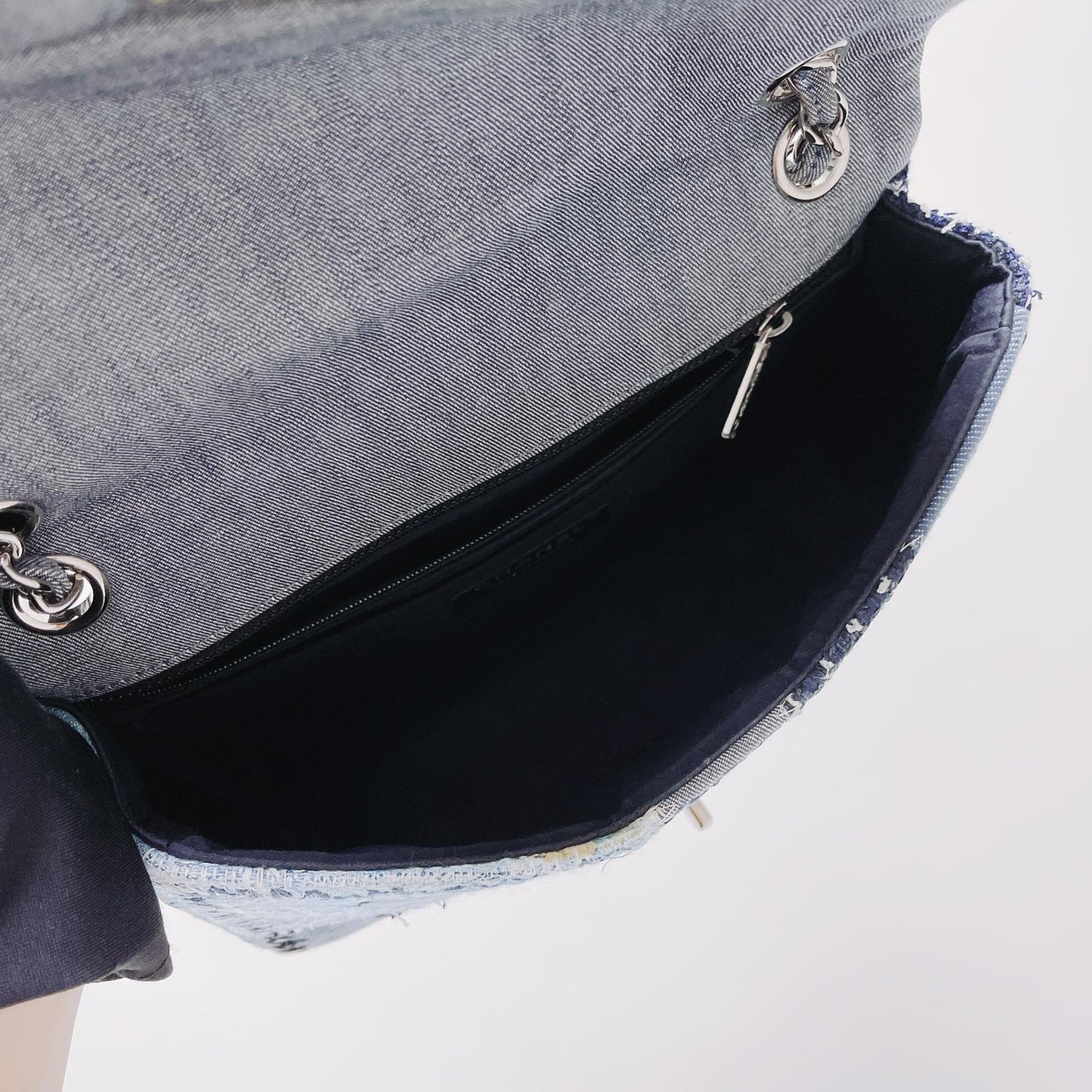 Denim Patchwork Medium Flap Blue
