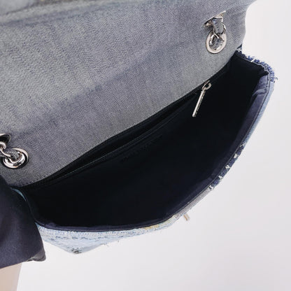 Denim Patchwork Medium Flap Blue