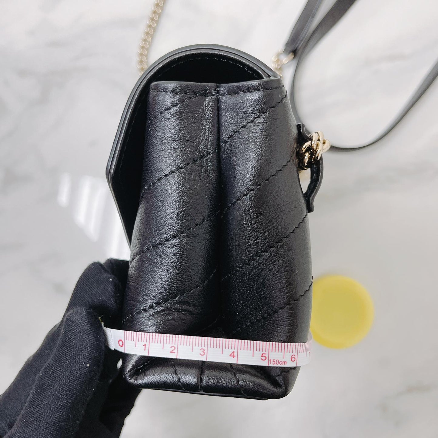 Calfskin Chevron Stitched Coco Belt Bag Black with LGHW