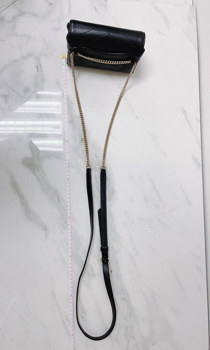 Calfskin Chevron Stitched Coco Belt Bag Black with LGHW