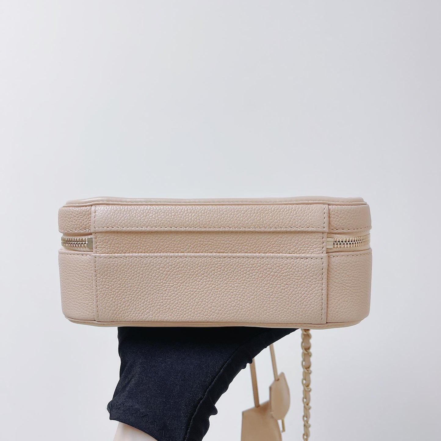 CC Medium Caviar Quilted Vanity Case Beige