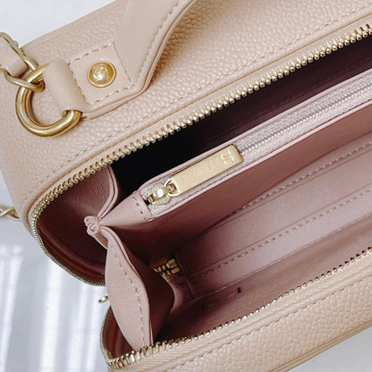 CC Medium Caviar Quilted Vanity Case Beige