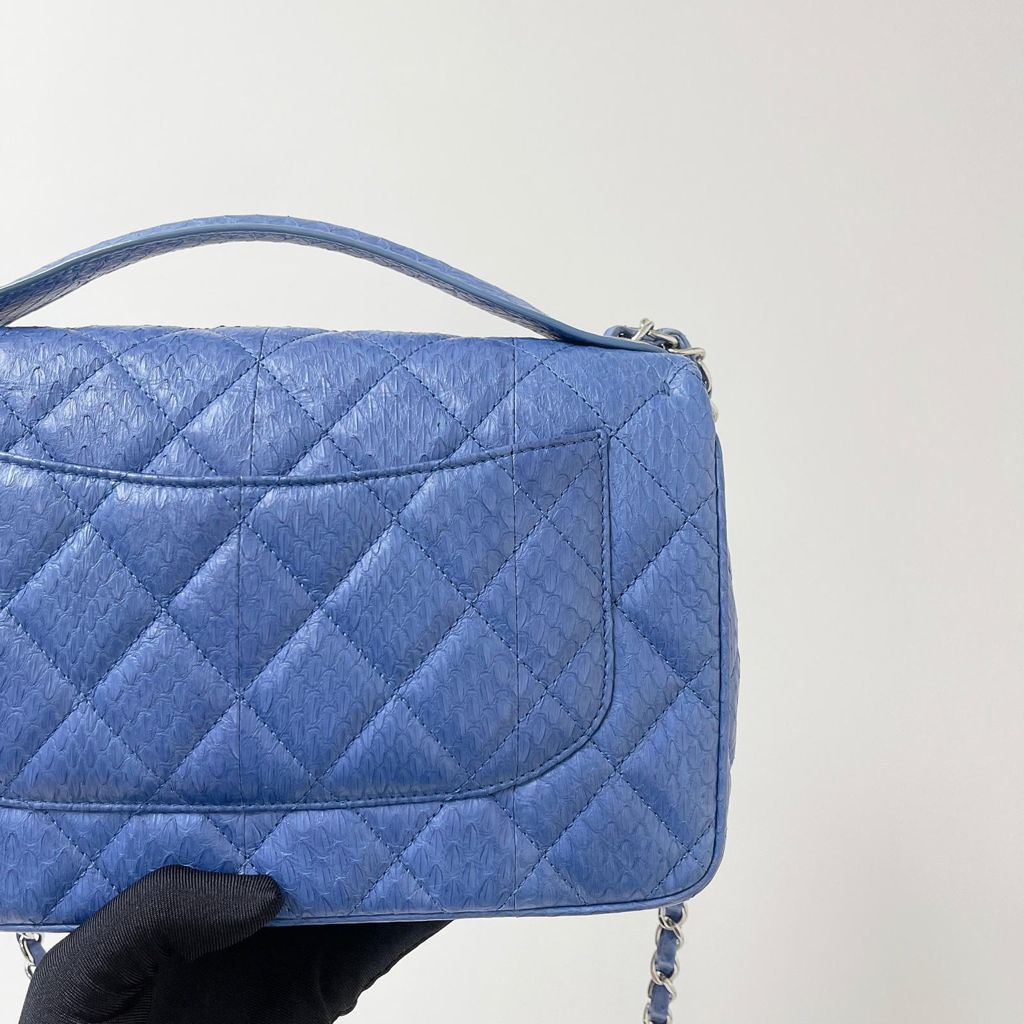Easy Carry Medium Snakeskin Flap Blue