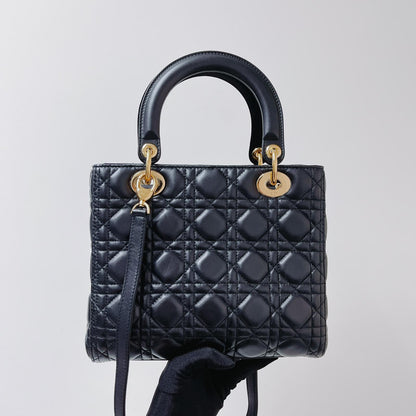 Lady Dior Lambskin Medium Black GHW