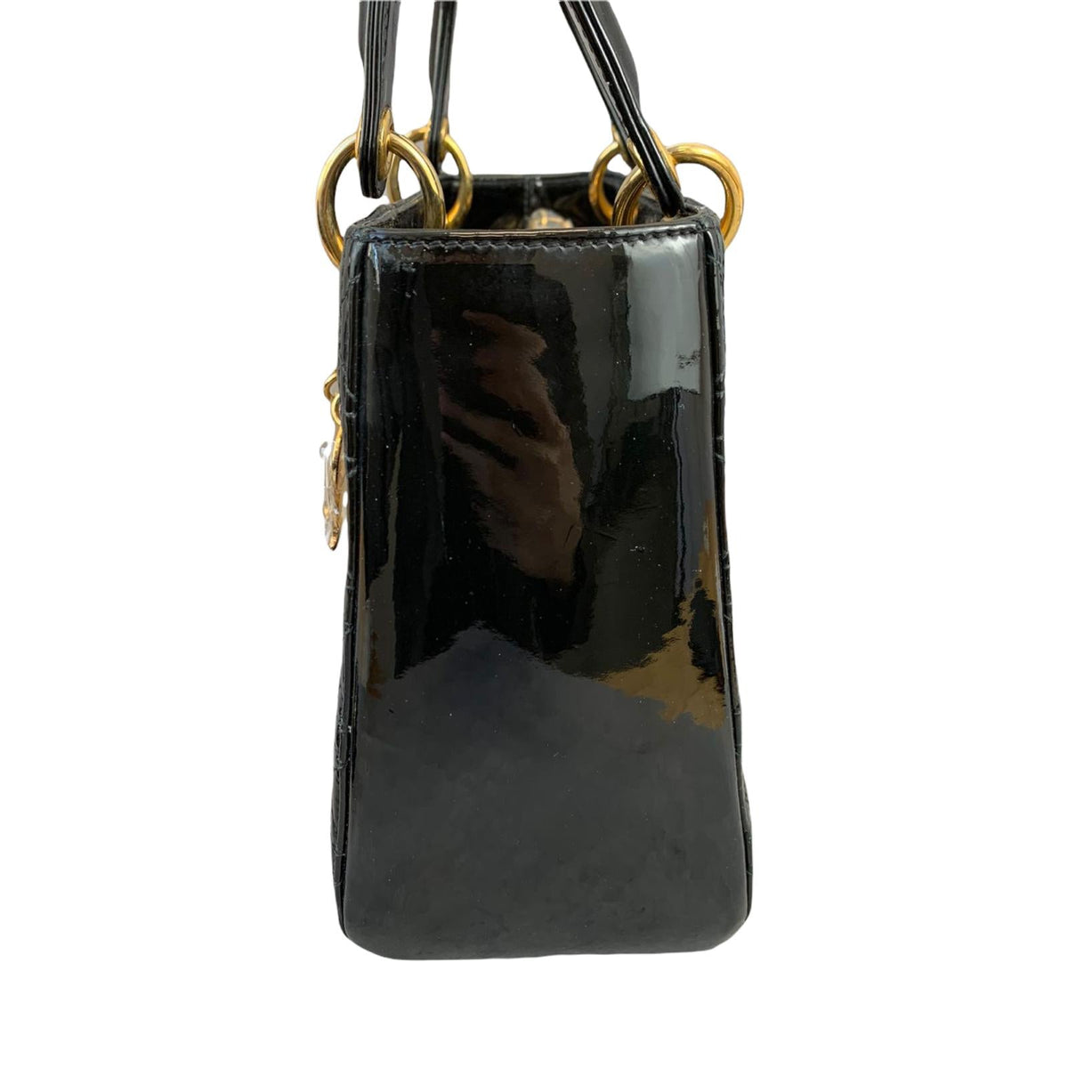 Lady Dior Medium Patent Black GHW