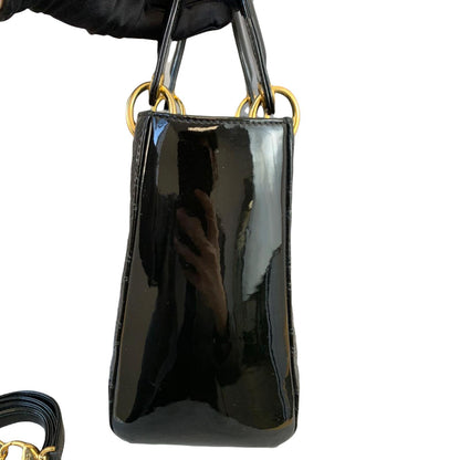Lady Dior Medium Patent Black GHW