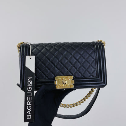 Boy Medium Calfskin Black GHW