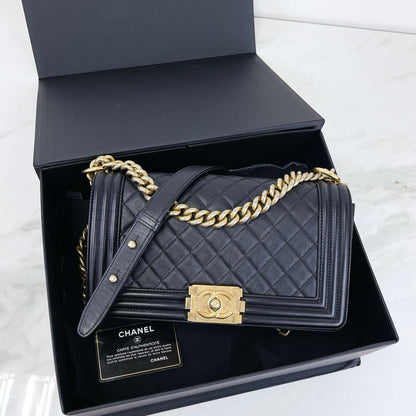 Boy Medium Calfskin Black GHW