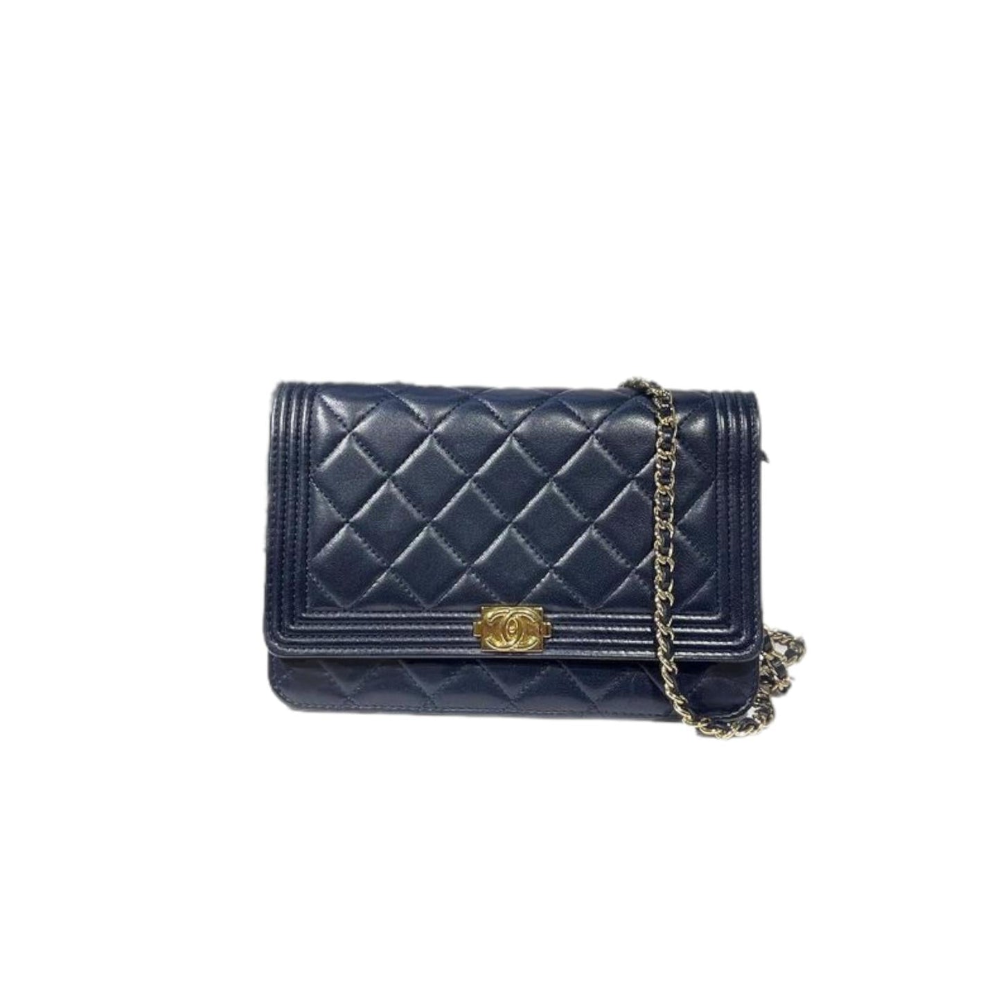 Boy Wallet On Chain Blue Lambskin GHW