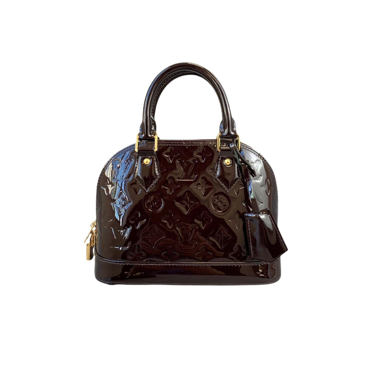 Louis-Vuitton Alma BB Vernis Leather Amarante GHW