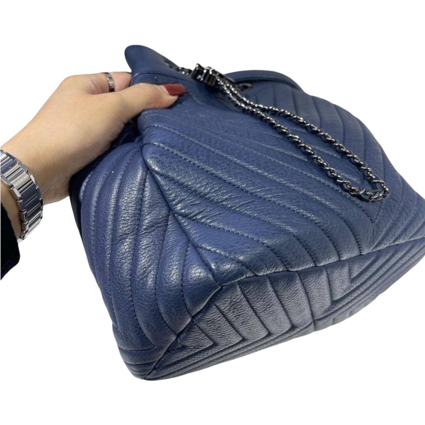 Urban Spirit Bucket Bag Chevron Deerskin Blue RHW