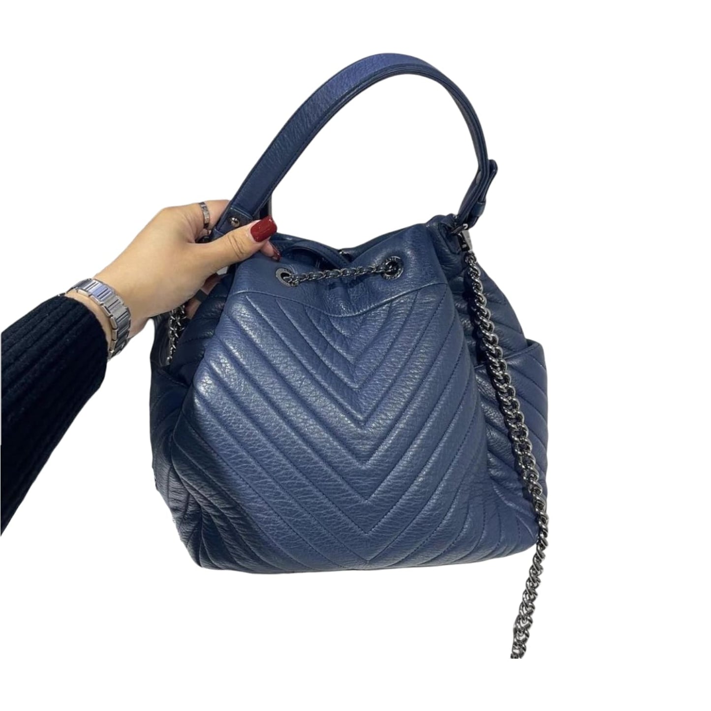 Urban Spirit Bucket Bag Chevron Deerskin Blue RHW