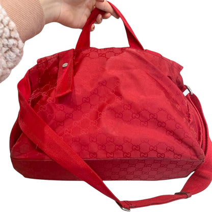 Gucci Nylon GG Guccissima Diaper Bag Red SHW