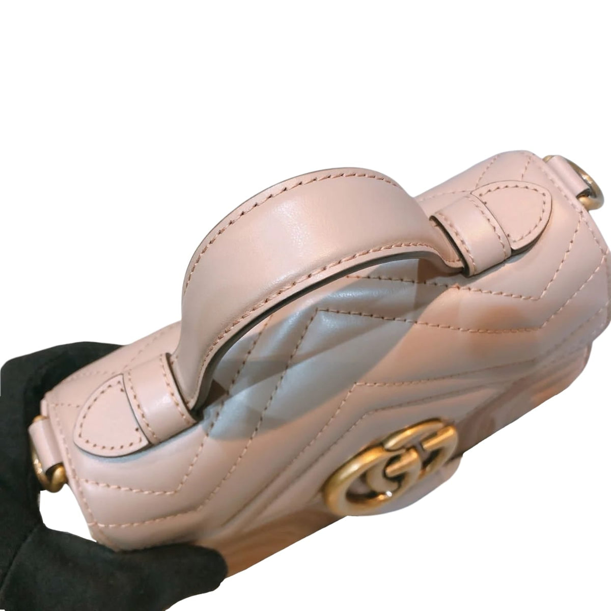 Gucci GG Marmont Top Handle Small Leather Beige GHW
