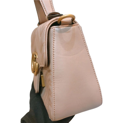 Gucci GG Marmont Top Handle Small Leather Beige GHW