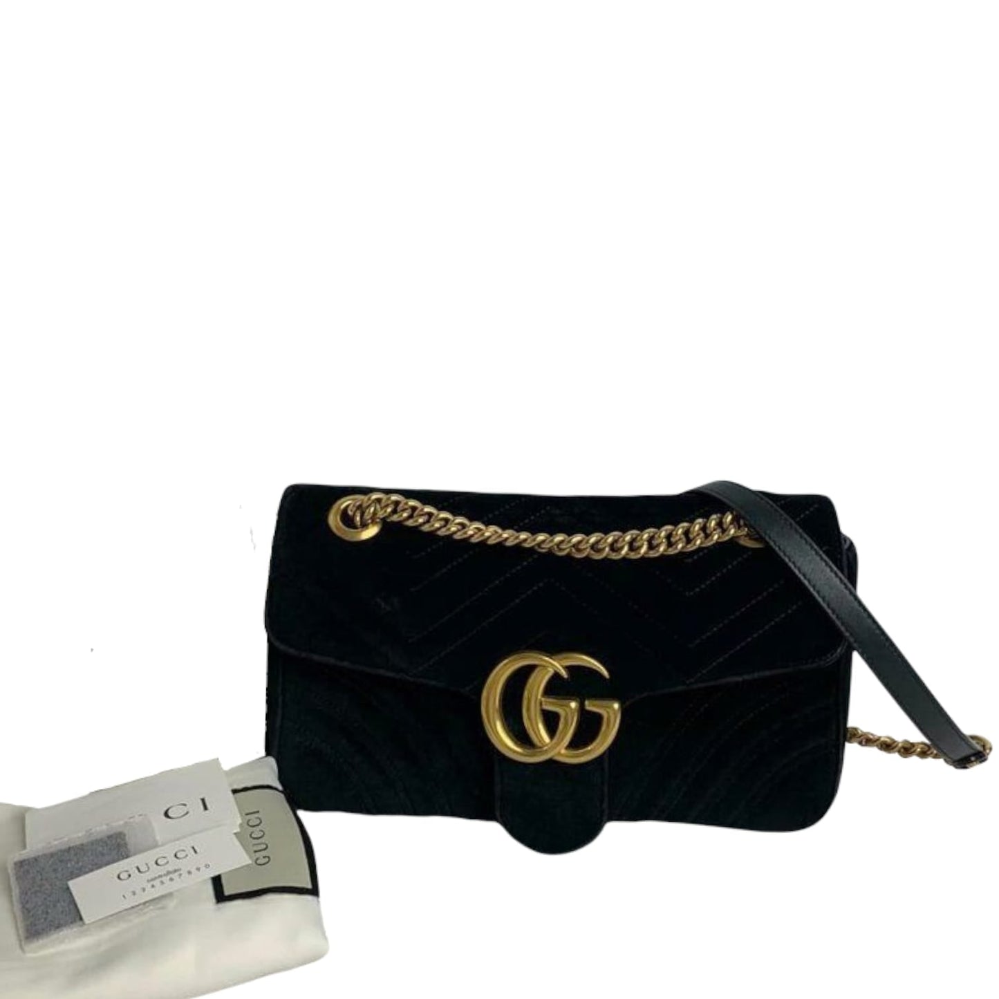 Gucci Small GG Marmont Matelasse Velvet Blue GHW