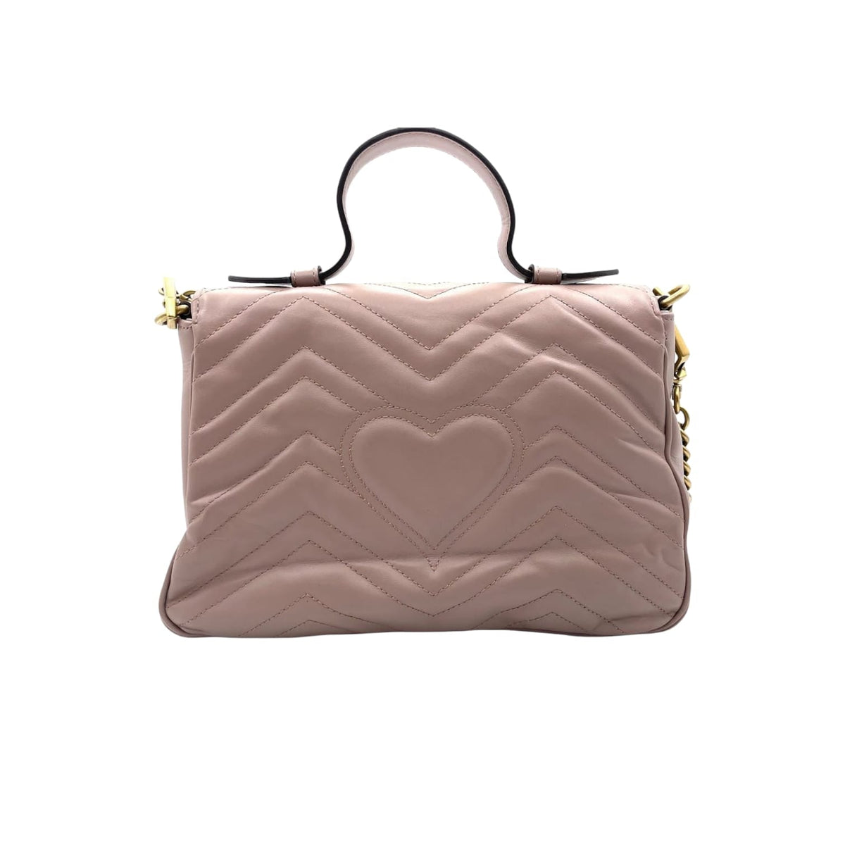 Gucci Medium GG Marmont Matelasse Chevron Top Handle Beige GHW